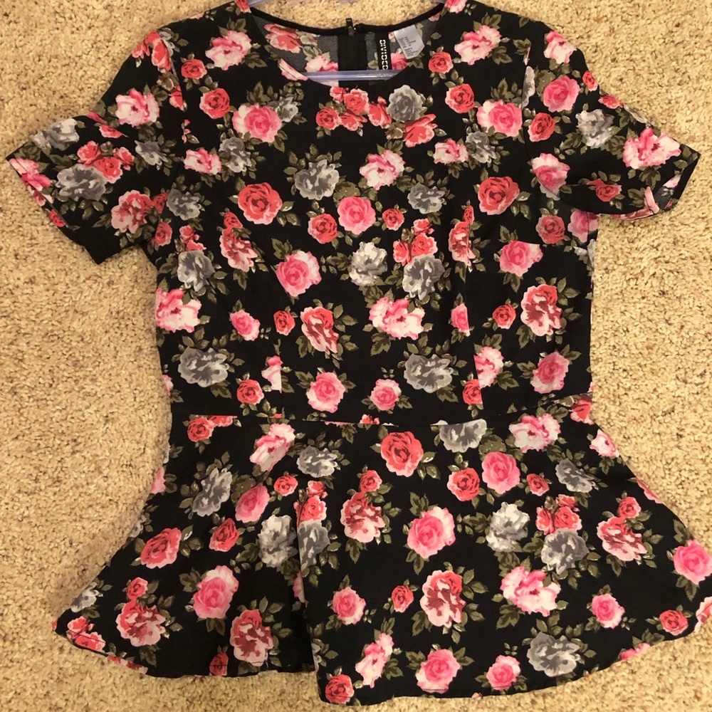 Flower Peplum Top
